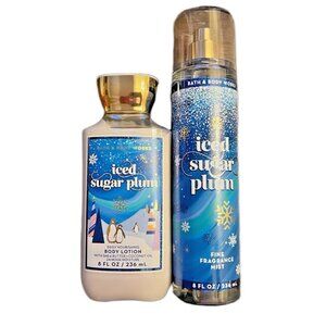 BATH & BODY WORKS ICED SUGAR PLUM FINE FRAGRANCE MIST & BODY LOTION SET Holidays